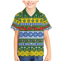 Solomon Islands Christmas Family Matching Mermaid Dress and Hawaiian Shirt The Solomons Melanesian Meri Krismas LT14 Son's Shirt Green - Polynesian Pride