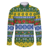 Solomon Islands Christmas Family Matching Off The Shoulder Long Sleeve Dress and Hawaiian Shirt The Solomons Melanesian Meri Krismas LT14 Dad's Shirt - Long Sleeve Green - Polynesian Pride