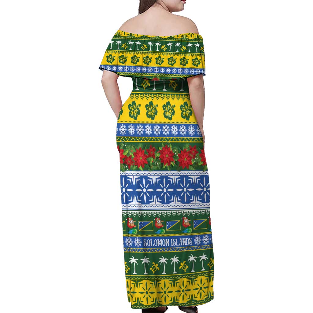Solomon Islands Christmas Family Matching Off Shoulder Maxi Dress and Hawaiian Shirt The Solomons Melanesian Meri Krismas LT14 - Polynesian Pride