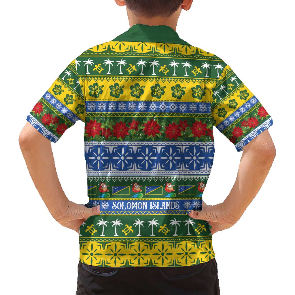 Solomon Islands Christmas Family Matching Off Shoulder Short Dress and Hawaiian Shirt The Solomons Melanesian Meri Krismas LT14 - Polynesian Pride