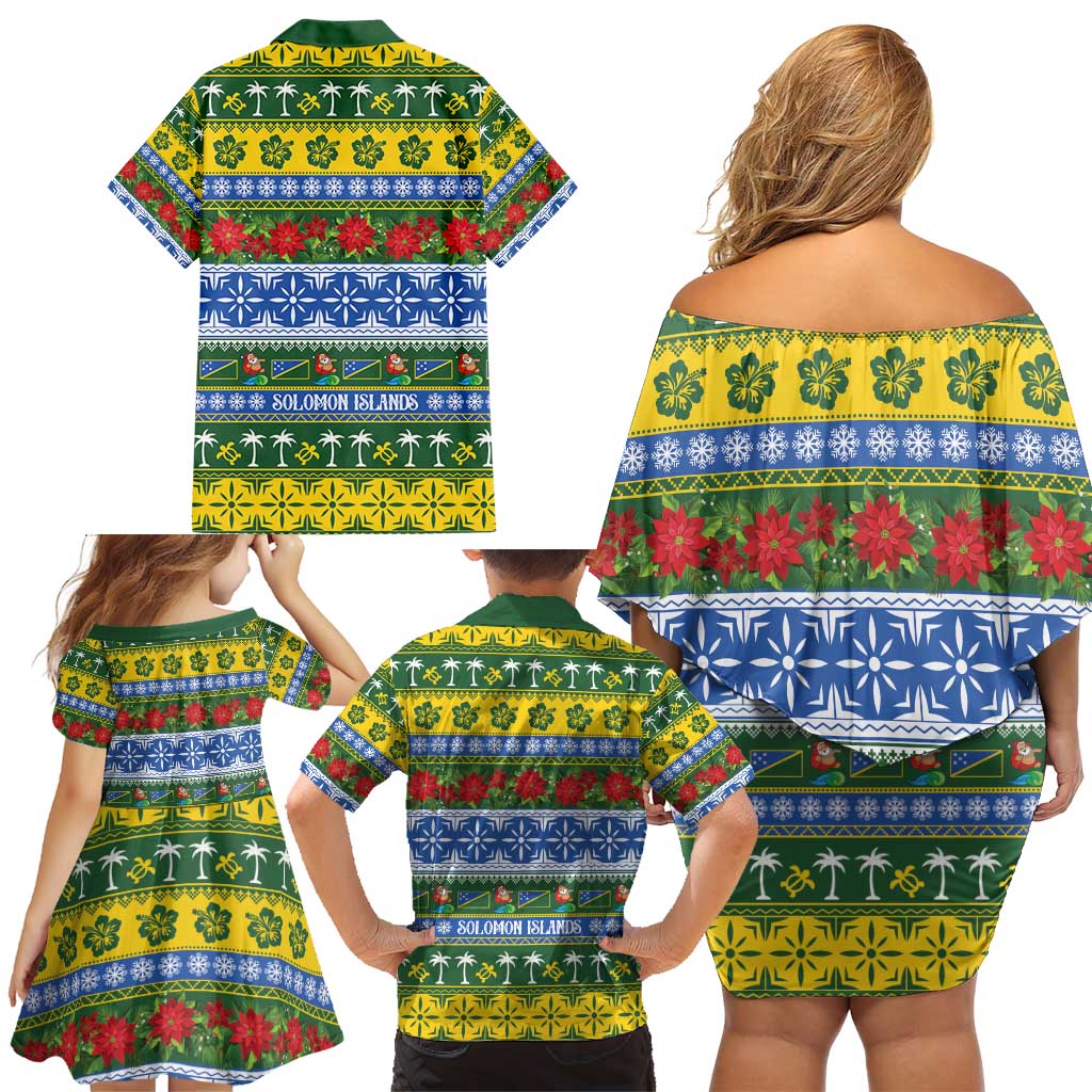 Solomon Islands Christmas Family Matching Off Shoulder Short Dress and Hawaiian Shirt The Solomons Melanesian Meri Krismas LT14 - Polynesian Pride