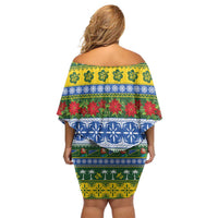 Solomon Islands Christmas Family Matching Off Shoulder Short Dress and Hawaiian Shirt The Solomons Melanesian Meri Krismas LT14 - Polynesian Pride