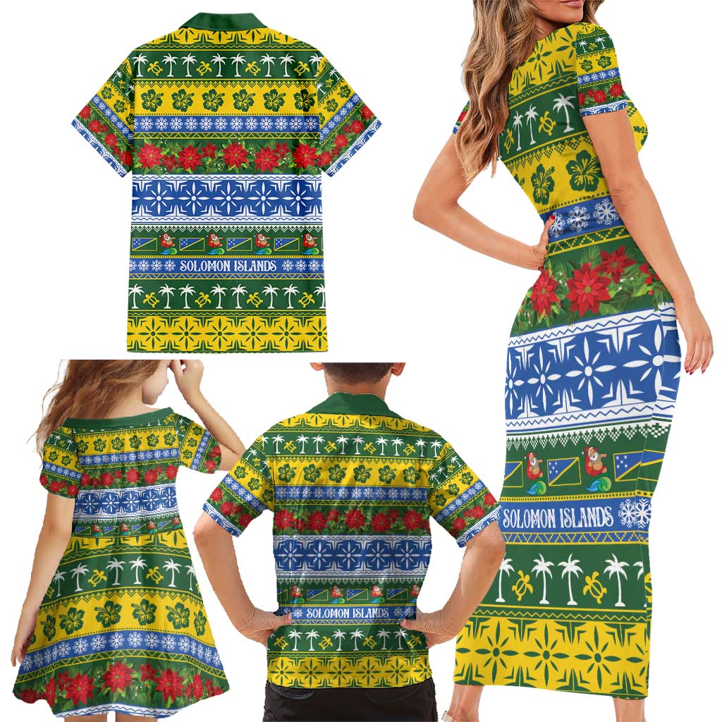 Solomon Islands Christmas Family Matching Short Sleeve Bodycon Dress and Hawaiian Shirt The Solomons Melanesian Meri Krismas LT14 - Polynesian Pride
