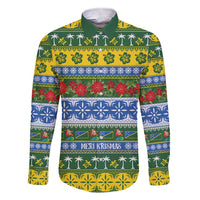 Solomon Islands Christmas Family Matching Short Sleeve Bodycon Dress and Hawaiian Shirt The Solomons Melanesian Meri Krismas LT14 Dad's Shirt - Long Sleeve Green - Polynesian Pride