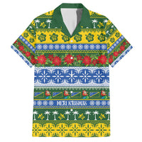 Solomon Islands Christmas Family Matching Summer Maxi Dress and Hawaiian Shirt The Solomons Melanesian Meri Krismas LT14 Dad's Shirt - Short Sleeve Green - Polynesian Pride