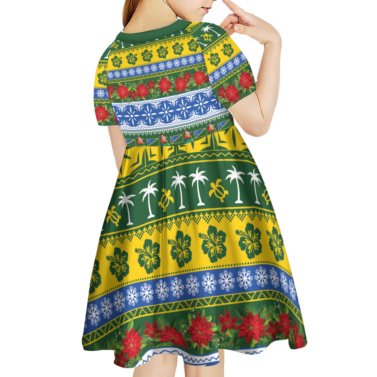 Solomon Islands Christmas Kid Short Sleeve Dress The Solomons Melanesian Meri Krismas - Polynesian Pride