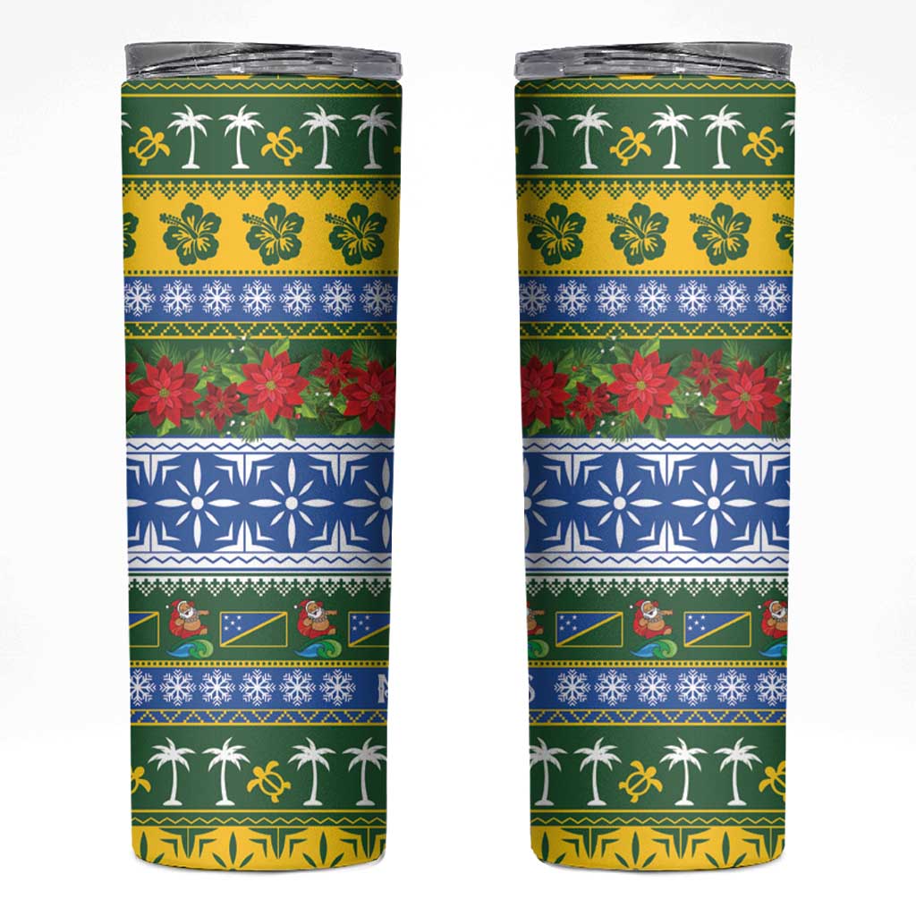 Solomon Islands Christmas Skinny Tumbler The Solomons Melanesian Meri Krismas LT14 Green - Polynesian Pride