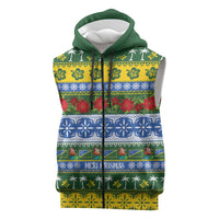 Solomon Islands Christmas Sleeveless Zip Hoodie The Solomons Melanesian Meri Krismas LT14 Green - Polynesian Pride