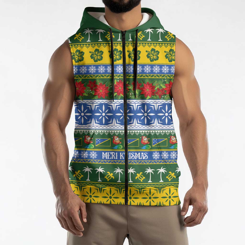 Solomon Islands Christmas Sleeveless Zip Hoodie The Solomons Melanesian Meri Krismas LT14 - Polynesian Pride