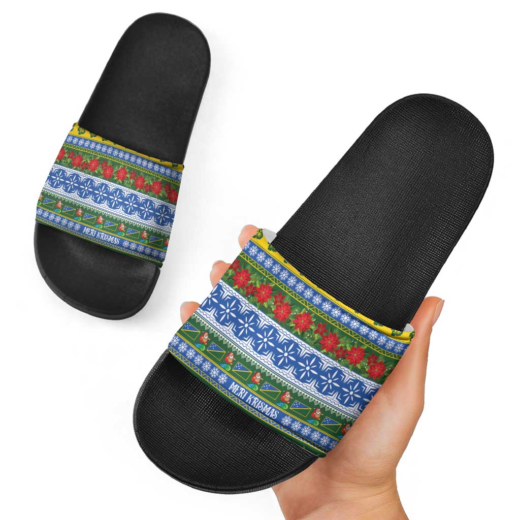 Solomon Islands Christmas Slide Sandals The Solomons Melanesian Meri Krismas - Polynesian Pride