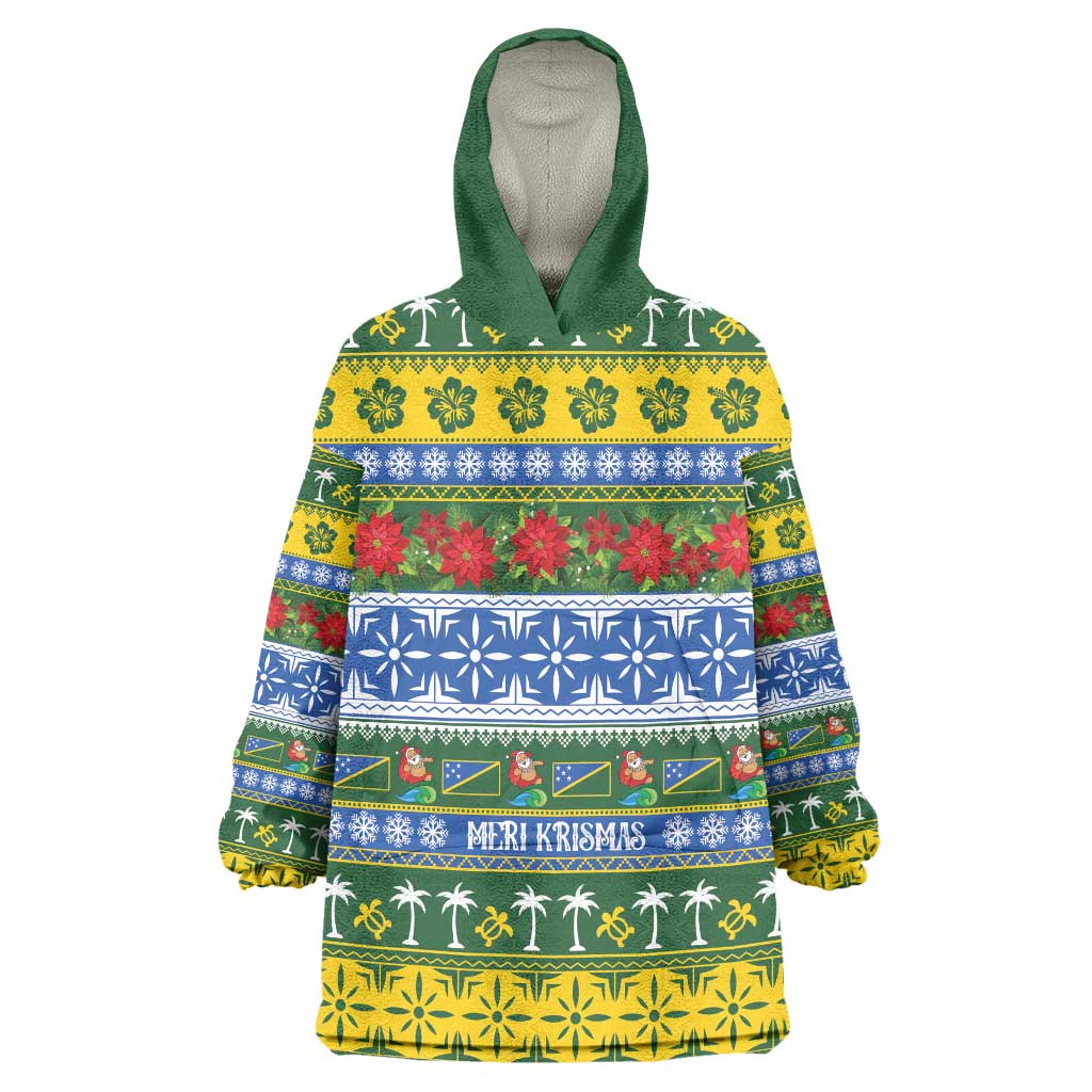 Solomon Islands Christmas Wearable Blanket Hoodie The Solomons Melanesian Meri Krismas LT14 One Size Green - Polynesian Pride