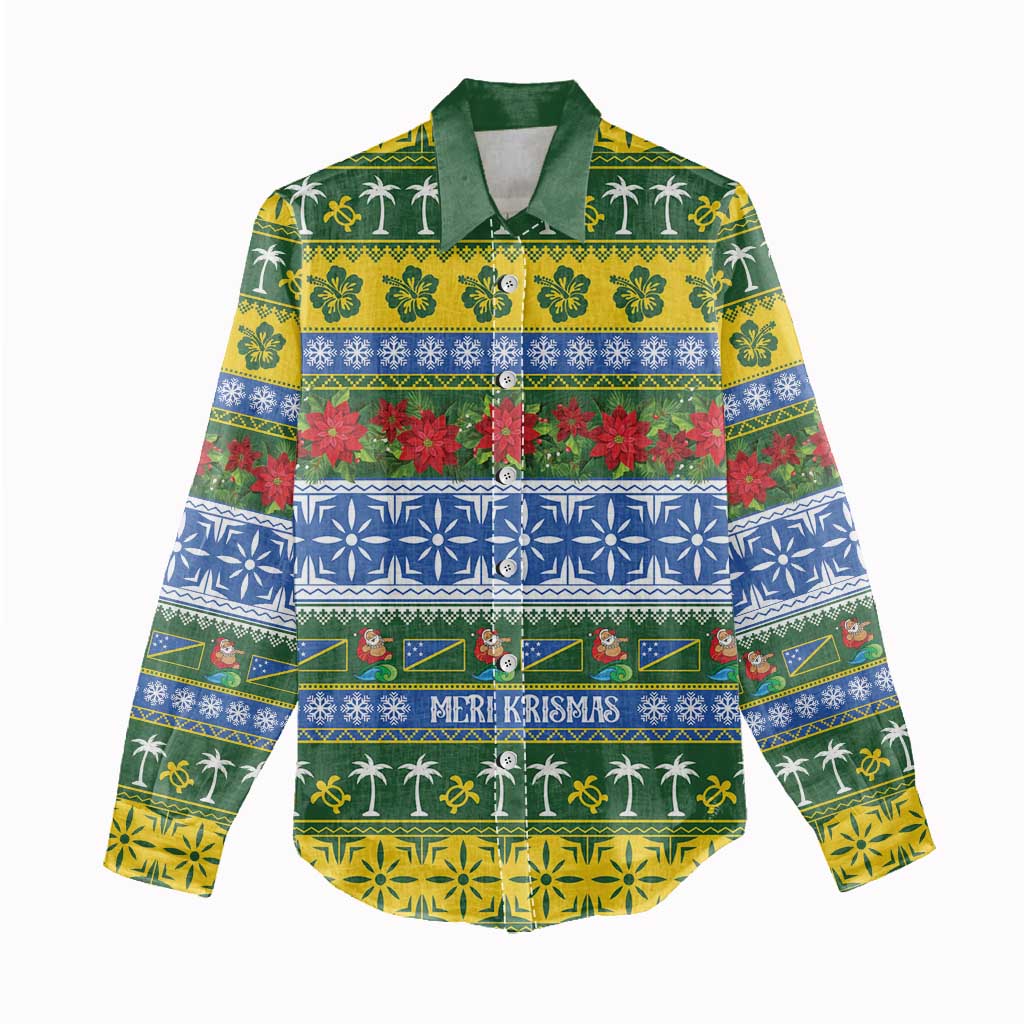 Solomon Islands Christmas Women Casual Shirt The Solomons Melanesian Meri Krismas LT14 - Polynesian Pride