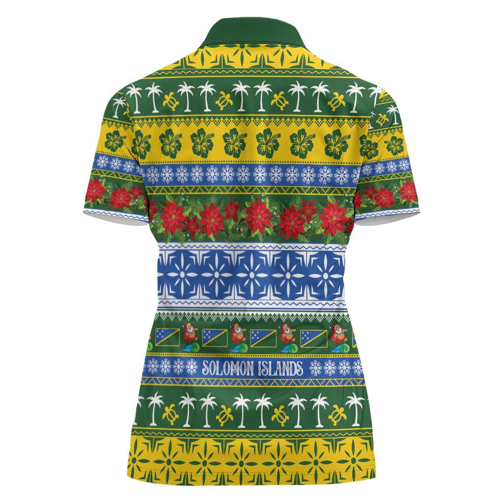 Solomon Islands Christmas Women Polo Shirt The Solomons Melanesian Meri Krismas - Polynesian Pride