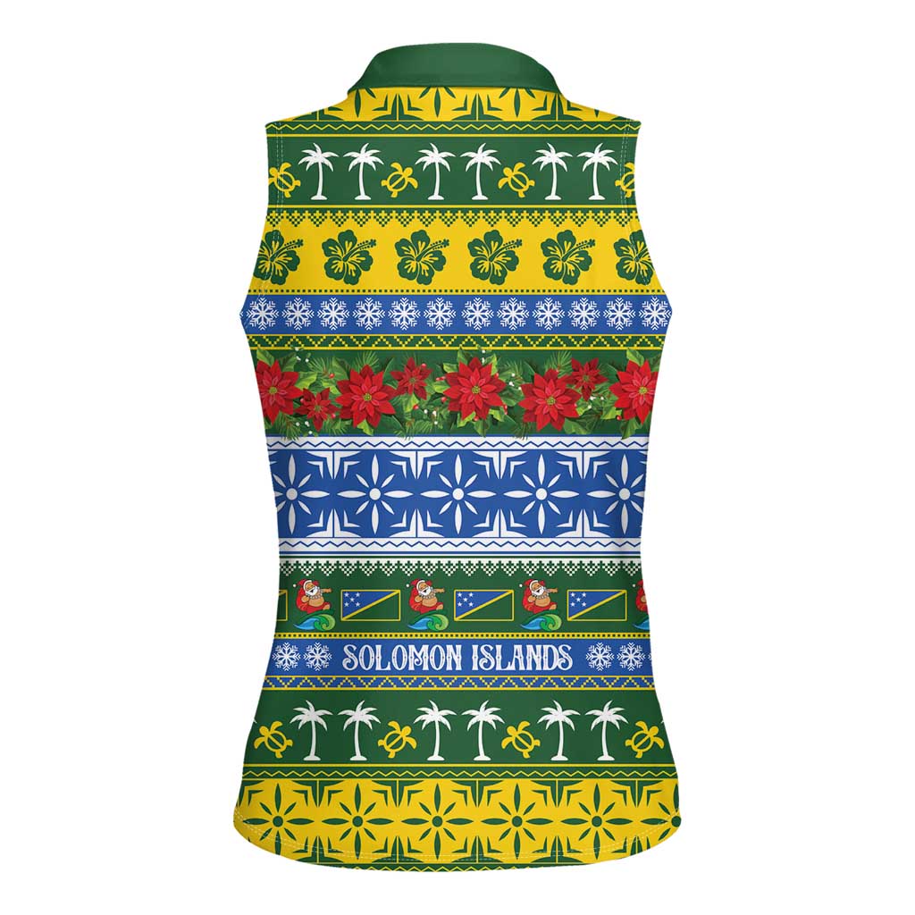Solomon Islands Christmas Women Sleeveless Polo Shirt The Solomons Melanesian Meri Krismas LT14 - Polynesian Pride