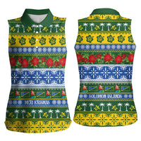 Solomon Islands Christmas Women Sleeveless Polo Shirt The Solomons Melanesian Meri Krismas LT14 - Polynesian Pride