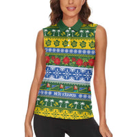Solomon Islands Christmas Women Sleeveless Polo Shirt The Solomons Melanesian Meri Krismas LT14 - Polynesian Pride