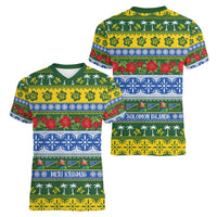 Solomon Islands Christmas Women V-Neck T-Shirt The Solomons Melanesian Meri Krismas LT14 - Polynesian Pride