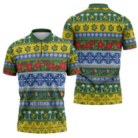 Solomon Islands Christmas Zipper Polo Shirt The Solomons Melanesian Meri Krismas LT14 - Polynesian Pride