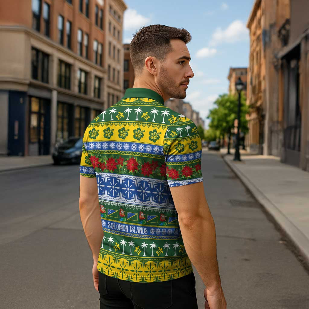 Solomon Islands Christmas Zipper Polo Shirt The Solomons Melanesian Meri Krismas LT14 - Polynesian Pride