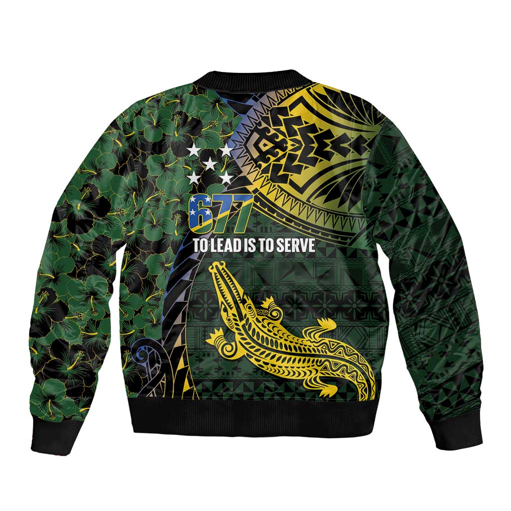 Solomon Islands Bomber Jacket 677 Proud Crocodile Melanesian Pattern - Polynesian Pride