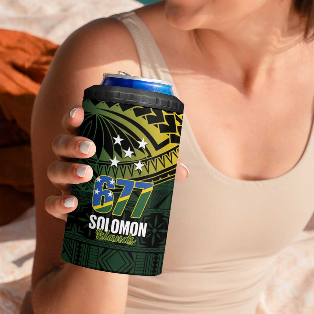 Solomon Islands 4 in 1 Can Cooler Tumbler 677 Proud Crocodile Melanesian Pattern - Polynesian Pride