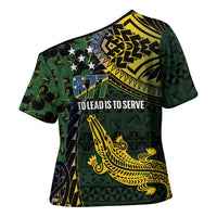 Solomon Islands Cross Shoulder Shirt 677 Proud Crocodile Melanesian Pattern LT14 - Polynesian Pride