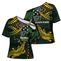 Solomon Islands Cross Shoulder Shirt 677 Proud Crocodile Melanesian Pattern LT14 - Polynesian Pride
