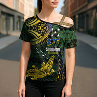 Solomon Islands Cross Shoulder Shirt 677 Proud Crocodile Melanesian Pattern LT14 - Polynesian Pride