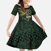 Solomon Islands Family Matching Long Sleeve Bodycon Dress and Hawaiian Shirt 677 Proud Crocodile Melanesian Pattern LT14 Daughter's Dress Black - Polynesian Pride
