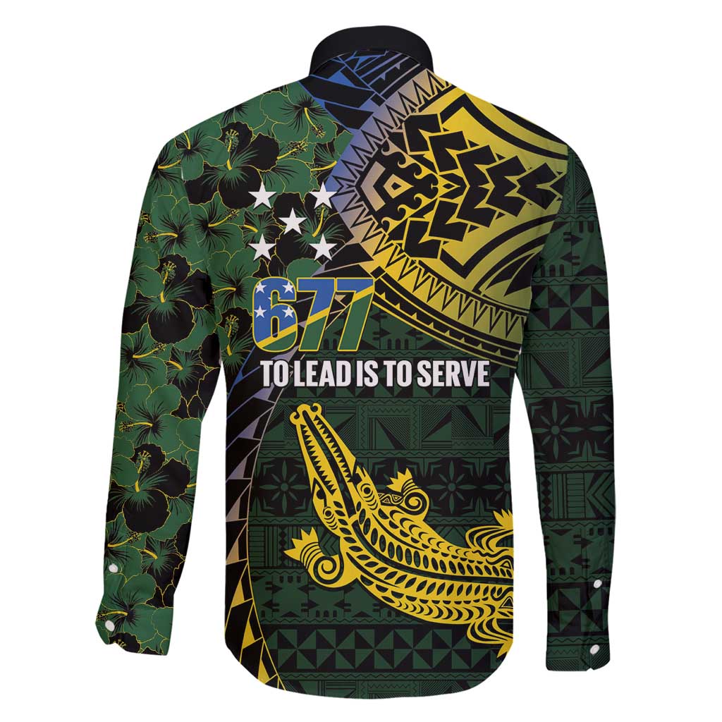 Solomon Islands Family Matching Long Sleeve Bodycon Dress and Hawaiian Shirt 677 Proud Crocodile Melanesian Pattern LT14 - Polynesian Pride