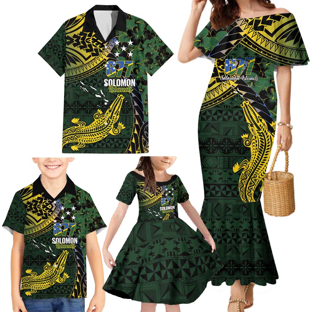 Solomon Islands Family Matching Mermaid Dress and Hawaiian Shirt 677 Proud Crocodile Melanesian Pattern LT14 - Polynesian Pride