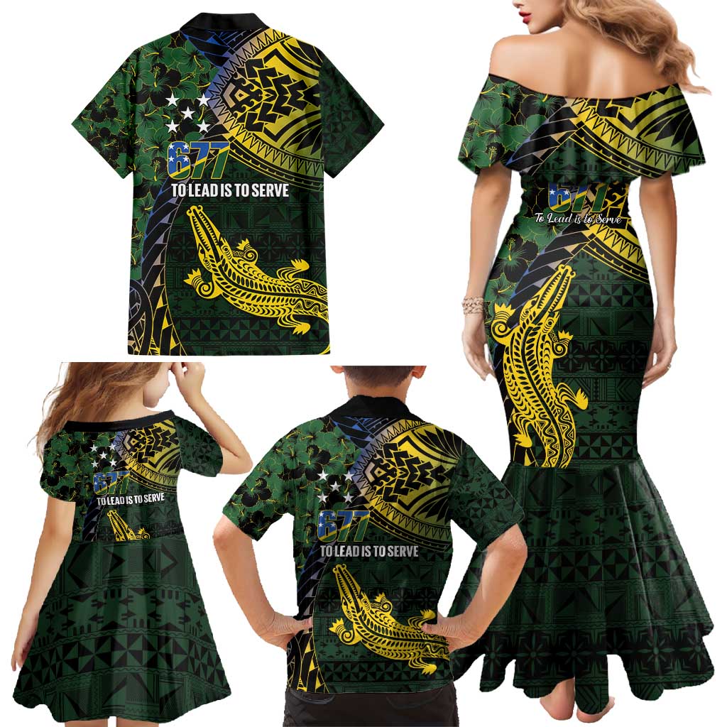 Solomon Islands Family Matching Mermaid Dress and Hawaiian Shirt 677 Proud Crocodile Melanesian Pattern LT14 - Polynesian Pride