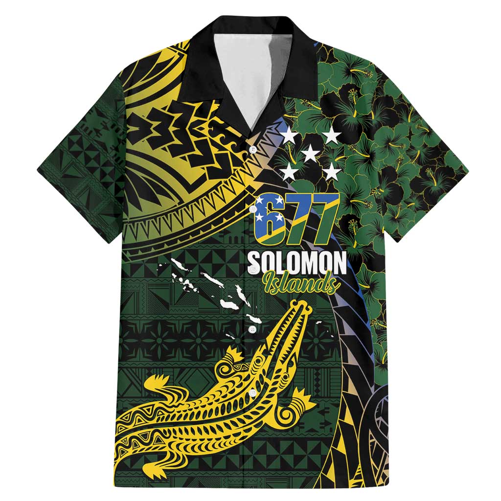 Solomon Islands Family Matching Mermaid Dress and Hawaiian Shirt 677 Proud Crocodile Melanesian Pattern LT14 Dad's Shirt - Short Sleeve Black - Polynesian Pride