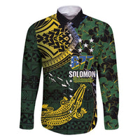 Solomon Islands Family Matching Mermaid Dress and Hawaiian Shirt 677 Proud Crocodile Melanesian Pattern LT14 Dad's Shirt - Long Sleeve Black - Polynesian Pride