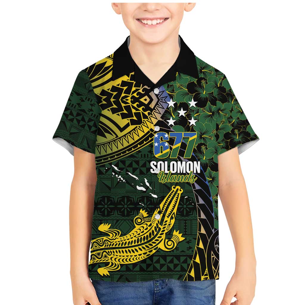 Solomon Islands Family Matching Mermaid Dress and Hawaiian Shirt 677 Proud Crocodile Melanesian Pattern LT14 Son's Shirt Black - Polynesian Pride