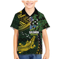 Solomon Islands Family Matching Mermaid Dress and Hawaiian Shirt 677 Proud Crocodile Melanesian Pattern LT14 Son's Shirt Black - Polynesian Pride