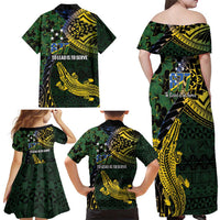 Solomon Islands Family Matching Off Shoulder Maxi Dress and Hawaiian Shirt 677 Proud Crocodile Melanesian Pattern LT14 - Polynesian Pride