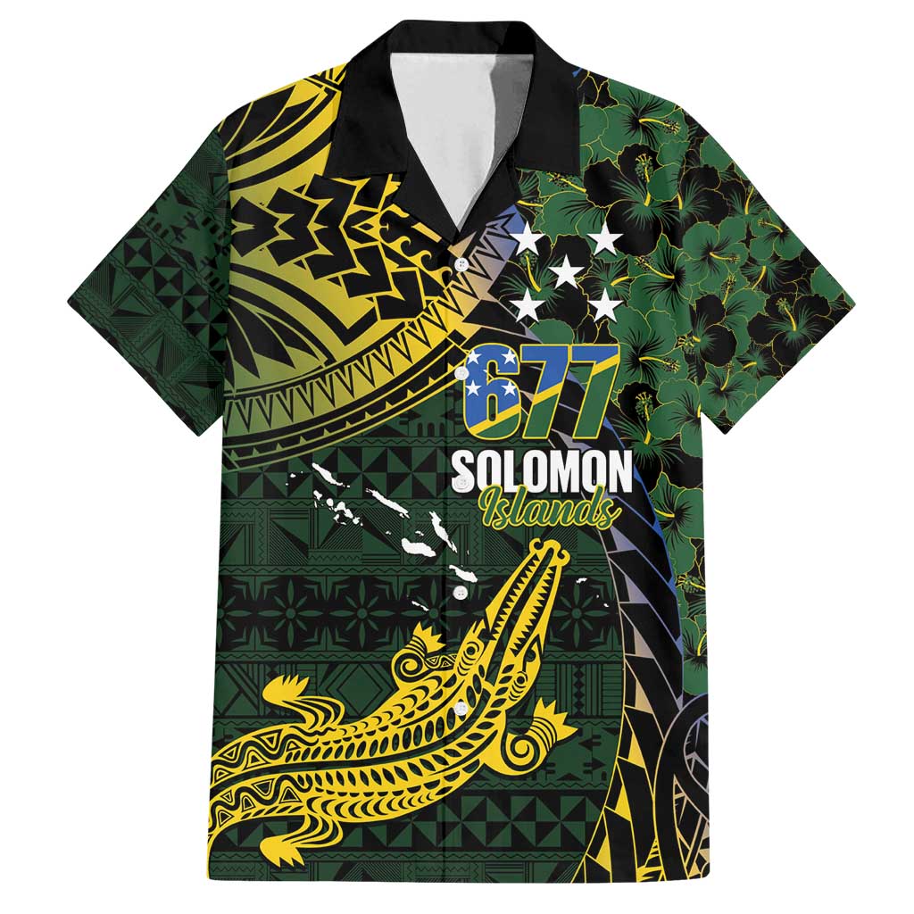 Solomon Islands Family Matching Off Shoulder Maxi Dress and Hawaiian Shirt 677 Proud Crocodile Melanesian Pattern LT14 Dad's Shirt - Short Sleeve Black - Polynesian Pride