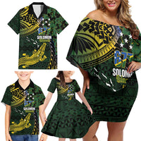Solomon Islands Family Matching Off Shoulder Short Dress and Hawaiian Shirt 677 Proud Crocodile Melanesian Pattern LT14 - Polynesian Pride