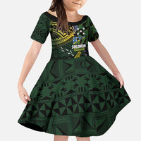 Solomon Islands Family Matching Puletasi and Hawaiian Shirt 677 Proud Crocodile Melanesian Pattern LT14 Daughter's Dress Black - Polynesian Pride