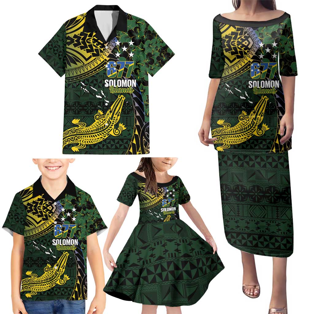 Solomon Islands Family Matching Puletasi and Hawaiian Shirt 677 Proud Crocodile Melanesian Pattern LT14 - Polynesian Pride