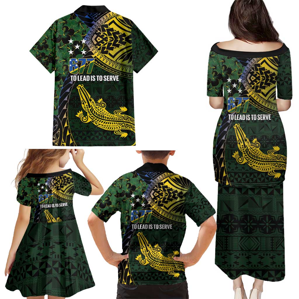 Solomon Islands Family Matching Puletasi and Hawaiian Shirt 677 Proud Crocodile Melanesian Pattern LT14 - Polynesian Pride