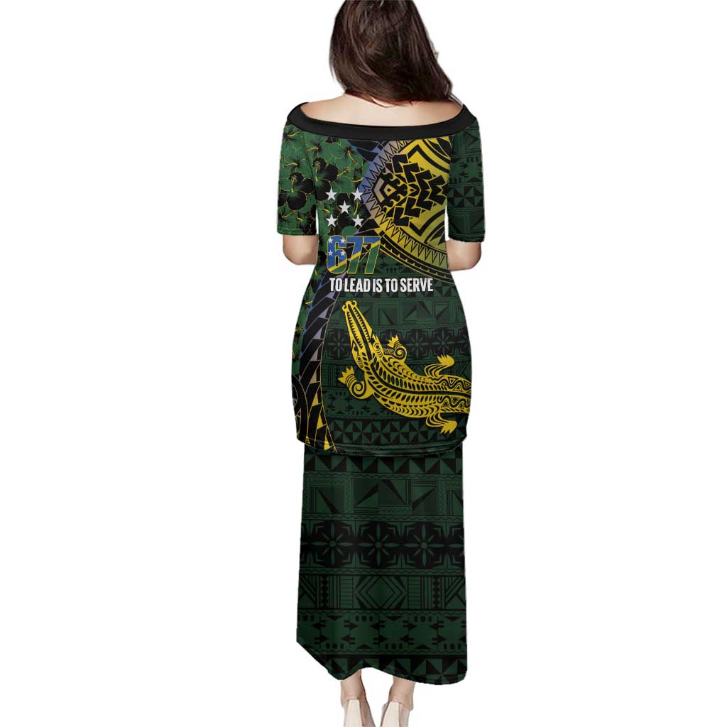 Solomon Islands Family Matching Puletasi and Hawaiian Shirt 677 Proud Crocodile Melanesian Pattern LT14 - Polynesian Pride