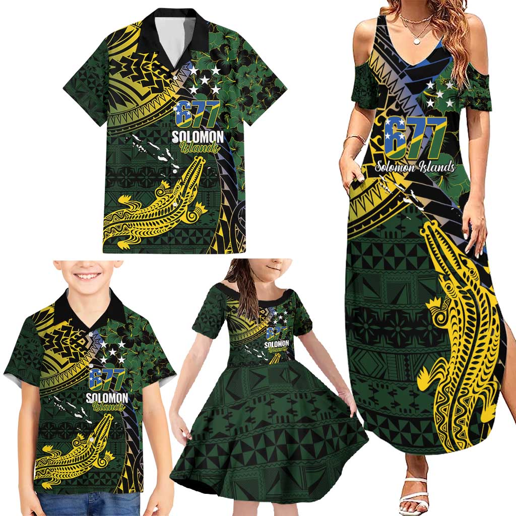 Solomon Islands Family Matching Summer Maxi Dress and Hawaiian Shirt 677 Proud Crocodile Melanesian Pattern LT14 - Polynesian Pride