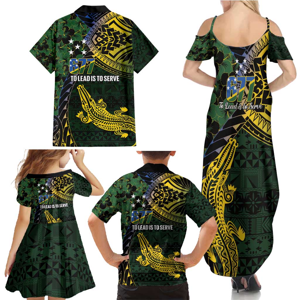 Solomon Islands Family Matching Summer Maxi Dress and Hawaiian Shirt 677 Proud Crocodile Melanesian Pattern LT14 - Polynesian Pride