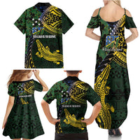 Solomon Islands Family Matching Summer Maxi Dress and Hawaiian Shirt 677 Proud Crocodile Melanesian Pattern LT14 - Polynesian Pride