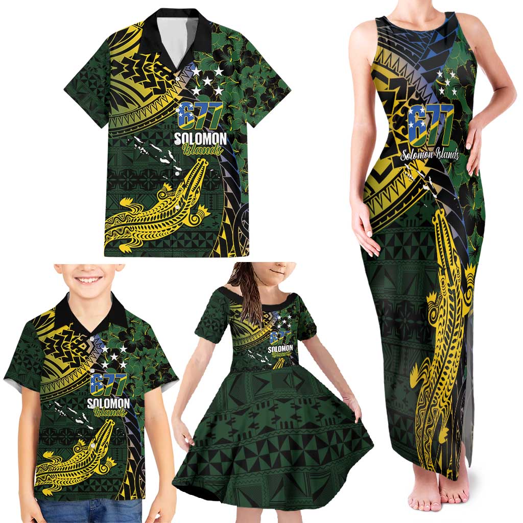 Solomon Islands Family Matching Tank Maxi Dress and Hawaiian Shirt 677 Proud Crocodile Melanesian Pattern LT14 - Polynesian Pride