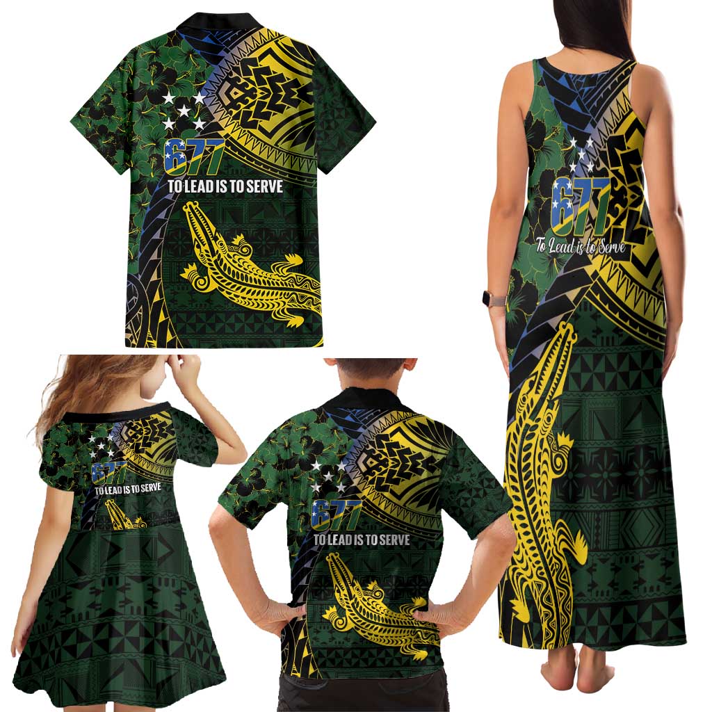 Solomon Islands Family Matching Tank Maxi Dress and Hawaiian Shirt 677 Proud Crocodile Melanesian Pattern LT14 - Polynesian Pride