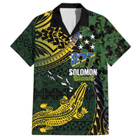 Solomon Islands Family Matching Tank Maxi Dress and Hawaiian Shirt 677 Proud Crocodile Melanesian Pattern LT14 Dad's Shirt - Short Sleeve Black - Polynesian Pride