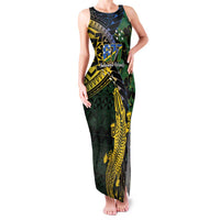 Solomon Islands Family Matching Tank Maxi Dress and Hawaiian Shirt 677 Proud Crocodile Melanesian Pattern LT14 Mom's Dress Black - Polynesian Pride